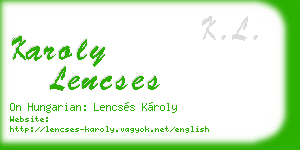 karoly lencses business card